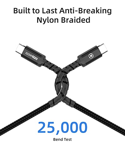 imuto USB C to USB C Cable (6.6ft, 2-Pack) 100W Fast Charging Cable Braided for iPhone 15/15Pro/15Plus/15ProMax MacBook Pro 2020,iPad Pro 2020, iPad Air 4,Samsung Galaxy S23+/S23 Ultra (Black) - color: Black