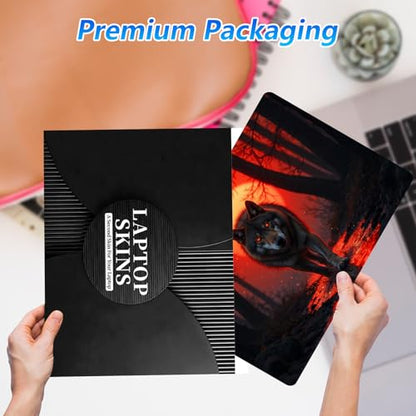 Universal Laptop Skin Sticker Decal with 2 Wrist Pad Skins, Waterproof Scratch Vinyl Cover for 11–15.6 Inch MacBook, HP, Dell, Lenovo, Cutable & Reusable,Lone Wolf Blood Moon - color: Lone Wolf Blood Moon