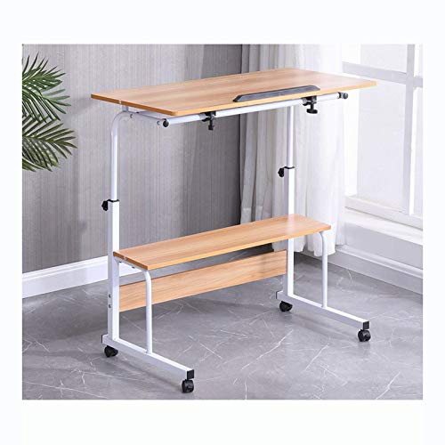 Overbed Table Wheels The Sofa Overbed Table Laptop Table Rolling Laptop Table Lap Desk For Laptop Rolling Cart Tilting Overbed Table Adjustable Laptop Stand Sofa (Black Walnut Color 80 * 40 (Beautiful - color: Beautiful Walnut 80*40*87cm