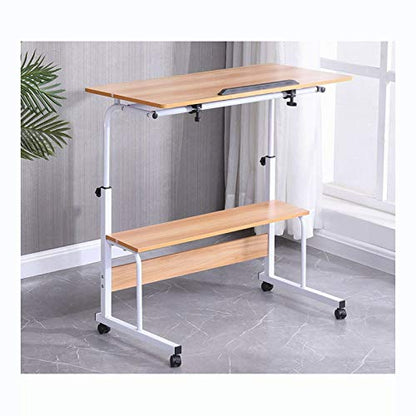 Overbed Table Wheels The Sofa Overbed Table Laptop Table Rolling Laptop Table Lap Desk For Laptop Rolling Cart Tilting Overbed Table Adjustable Laptop Stand Sofa (Black Walnut Color 80 * 40 (Beautiful - color: Beautiful Walnut 80*40*87cm