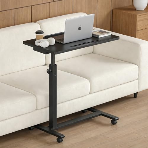 Eocnrhe Adjustable Overbed Bedside Table, Hospital Bed Table with Wheels, Portable Rolling Desk, Mobile Small Standing Desk, Rolling Laptop Stand, Computer Cart - size: 29.92inch