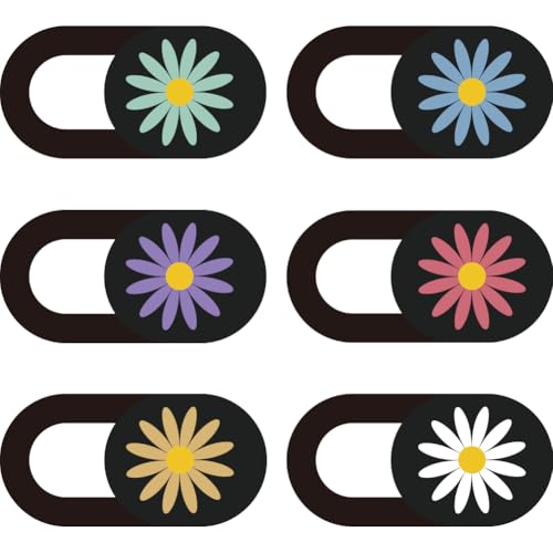 6Pcs 6 Styles Laptop Camera Cover Slide Floral 0.04 Inch Ultra Thin Webcam Cover for Mini PC Phone Laptop Desktop Tablet Daisy Plastic Durable Privacy Protectors for Home Work Office Use - color: Daisy-2