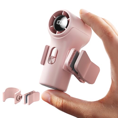 Mini Portable Clip on Fan,100 Speeds 18000 RPM High Velocity Personal Fans with LED Display,USB Rechargeable Small Handheld Fan with Lanyard for Travel,Indoor,Outdoor - color: Pink