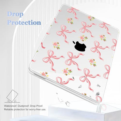 Tuiklol for 2026 MacBook Neo 13 Inch A18 Pro Chip Case, (Model A3404) Anti-Scratch Anti-Drop Slim Hard PC Shell Case with Shockproof Protective MacBook Neo Laptop Cover, Pink Bow Floral - color: Pink bow floral