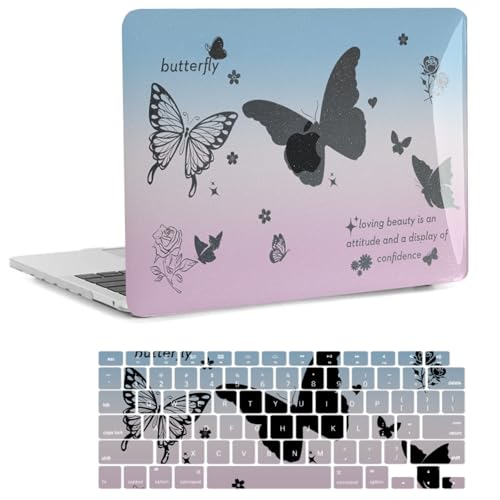Compatible with MacBook Pro 14 inch Pro/Max Case 2025-2021 M5/M4/M3/M2/M1 Models A3434 A3185 A3401 A3112 A2918 A2992 A2779 A2442, Plastic Laptop Shell & Keyboard Cover, Black Butterflies - color: Black Butterflies, size: Pro 14.2" (2026-2021)M5/M4/M3/M2/M