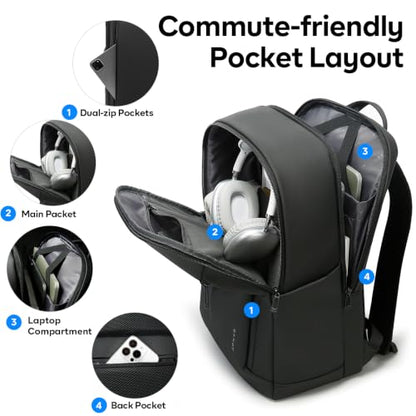 BANGE Business Smart Backpack for Men and Women，can holds 15.6 Inches Laptop Backpack, Waterproof Commute Work Travel Backpack, Flight Carry-On (black) - color: Black