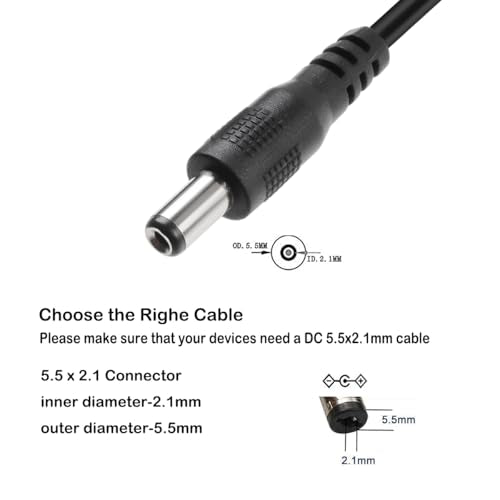 TENINYU USB 2.0 A Male to DC 5.5x2.1mm 5 Volt 24AWG DC Connector Charge Barrel Jack Power Cable Black, 3FT (Max 2.5 Ampere Power Cable, Center PIN Positive),2Pack
