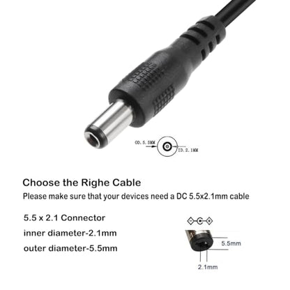 TENINYU USB 2.0 A Male to DC 5.5x2.1mm 5 Volt 24AWG DC Connector Charge Barrel Jack Power Cable Black, 3FT (Max 2.5 Ampere Power Cable, Center PIN Positive),2Pack