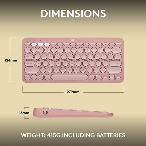 Logitech Pebble Keys 2 K380s Keyboard, Bluetooth, Wireless - Tonal Rose | Multi-device, customizable shortcuts, slim and portable, Easy-Switch for Windows, macOS, iPadOS, Android, Chrome OS - color: Rose