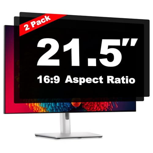 21.5 Inch Computer Privacy Screen Shield 2 Pack for 16:9 Widescreen Desktop | Anti-Glare Blue Light Privacy Filter; Anti Spy Privacy Screen Protector Film - size: 21.5 Inch (Diagonal) - 16:9 Aspect Ratio