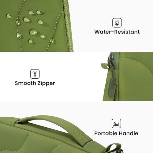 Omnpak Laptop Sleeve for 13 inch MacBook Air/Pro M5-M1 & Neo A18 Pro | with Pocket and Handle,Protective Quilted Puffy Case,Water Resistant Carrying Bag for 13-14" MacBook Air/Pro/Neo - color: Green