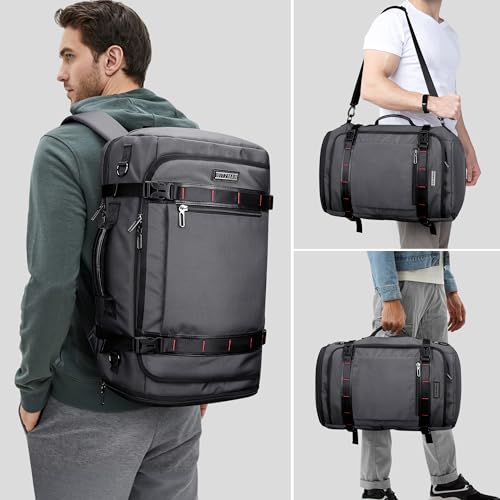 WITZMAN Travel Backpack for Men 35L TSA Friendly Flight Approved | Nylon Laptop Backpack Multi-pocket Fits 16 Inch, Carry-on Luggage, Shoe Compartment, For Business Trip, Vacation, B718 Grey - color: Silvery Grey