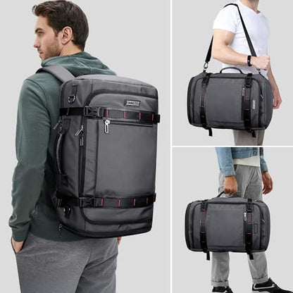 WITZMAN Travel Backpack for Men 35L TSA Friendly Flight Approved | Nylon Laptop Backpack Multi-pocket Fits 16 Inch, Carry-on Luggage, Shoe Compartment, For Business Trip, Vacation, B718 Grey - color: Silvery Grey