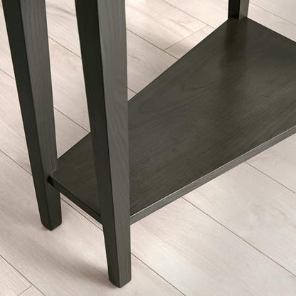 Leick Home Teegan End Table, Solid Wood, Bottom Display Shelf, Narrow Wedge, For Living Room/Bedroom, Smoke Gray, 24.0 in L x 15.0 in. W x 24.0 in. H - color: Smoke Gray
