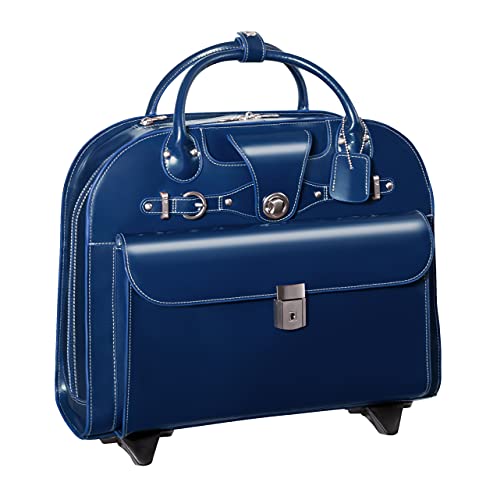McKlein EDGEBROOK, Top Grain Cowhide Leather, 15" Leather Vertical Wheeled Ladies' Laptop/Computer & Tablet Business Briefcase Bag/Women's Rolling Overnight Travel Bag, Removable trolley case