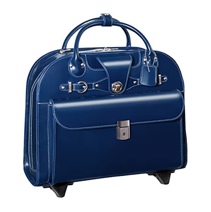 McKlein EDGEBROOK, Top Grain Cowhide Leather, 15" Leather Vertical Wheeled Ladies' Laptop/Computer & Tablet Business Briefcase Bag/Women's Rolling Overnight Travel Bag, Removable trolley case