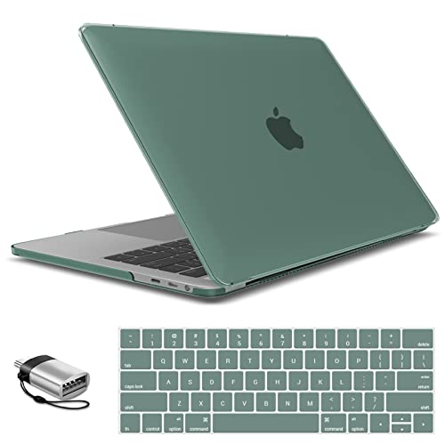 IBENZER Compatible with MacBook Pro 15 Inch Case 2019 2018 2017 2016 A1990 A1707, Hard Shell Case with Keyboard Cover & Type C Adapter for Mac Pro 15 Touch Bar, Midnitht Green, T15-MTGN+1TC - color: Midnight Green, size: For Macbook Pro 15" with Touch Bar