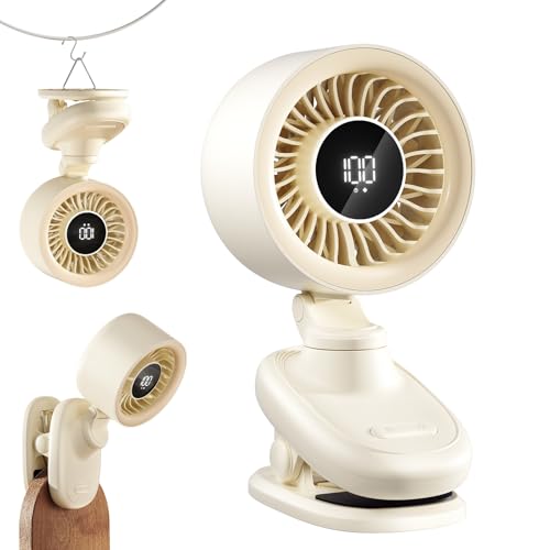 TRILINK Clip on Fan, Small USB Desk Fan with Rechargeable Battery, Oscillation, Timer, Stepless Speed & Ultra Quiet, Mini Portable Table Fan for Home, Desktop, Bedroom, Bed, Office, Travel, & Camping