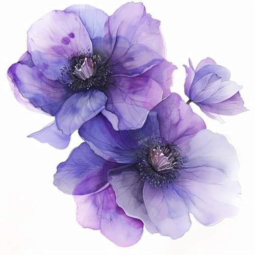 Clematis Flower Car Decal Watercolor, Purple Flower Bumper Sticker, Removable Waterproof Decals for Car, Electronic, Case, Waterbottle, Vehicle Decor Sticker (Purple)