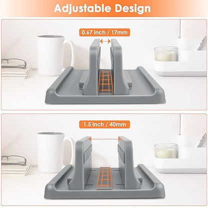 Vertical Laptop Stand, ABS Plastic, Adjustable Dock up to 15 inch PC Desk Space Saver for MacBook/Surface/iPad/mini PC (Space Grey) - color: Space Grey