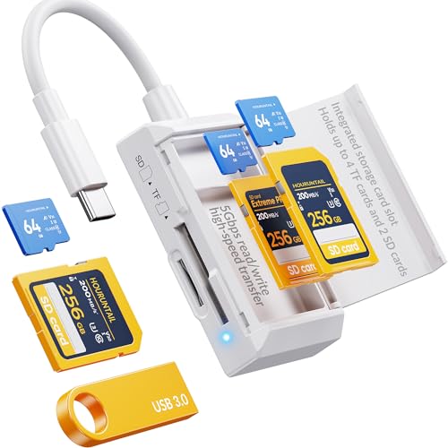 SD Card Reader,USB 3.0 Type C High Speed to SD/Micro SD Memory Card Reader | Memory Card Reader with SD Card Storage for i Phon15 16/Android Phone/Pad/PC/Laptop,Plug & Play(No App Required) - size: USB-3.0