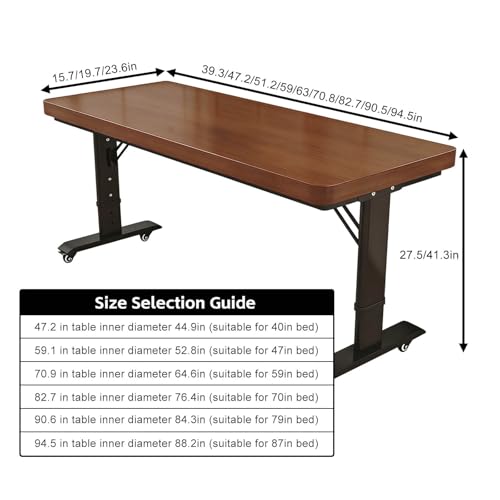 Overbed Table with Wheels, Adjustable Height Rolling Desk for Bed, Portable Laptop Stand for Hospital, Home Office, and Bedroom Use, Smooth Gliding Casters(White H,82.6"x15.7"x26.8") - color: White H, size: 82.6"x15.7"x26.8"