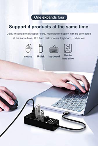 Tianle USB Hub, 4-Port USB 3.0 Ultra Slim Data Hub Portable USB Splitter Compatible with MacBook Air, iMac, Surface Pro, Laptop, USB Flash Drives, Mobile HDD - size: 4port
