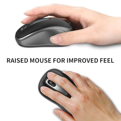 Small Ergonomics Wireless Mouse, Silent USB Cordless Computer Mouse, Black | Suitable for Small to Medium-Sized Hands, Quiet Clicking, Invisible Light Optical Tracking, for Laptop PC Tablet Windows Mac