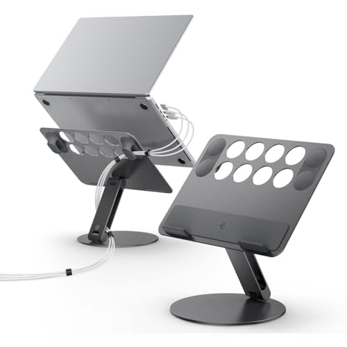 Spigen Adjustable Laptop Desk Stand with Cable Management Organizer Portable Compatible with Mac, Dell, HP, Lenovo and More - Space Gray (LD206C) - size: Cable Organizer Stand