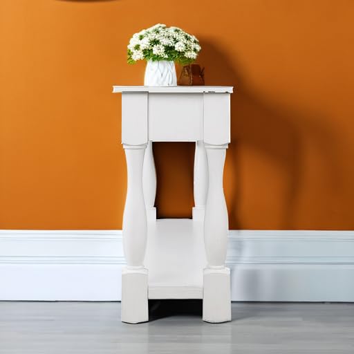 63.4" Solid Wood Console Table for Entryway,Sofa Table with Drawers | Antique White Farmhouse Console Table with 3 Drawers and Bottom Shelf;Solid Wood Sofa Table for Hallway,Foyer,Easy Assembled - color: Antique White