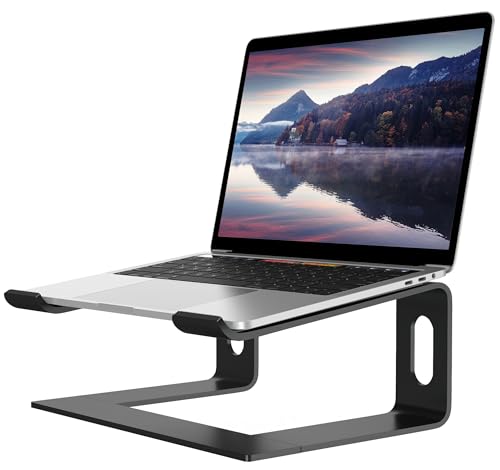 ALASHI Laptop Stand for Desk, Aluminum Computer Riser, Ergonomic Notebook Holder, Detachable Metal Laptops Elevator, PC Cooling Mount Support 10 to 15.6 Inches Notebook, Black - color: A-Black
