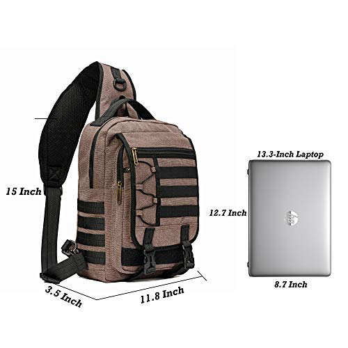 NICGID Sling Bags Chest Shoulder Backpacks, Laptop Backpack Crossbody Messenger Bag Travel Outdoor Men Women - color: Coffee-808, size: 13.3 inch