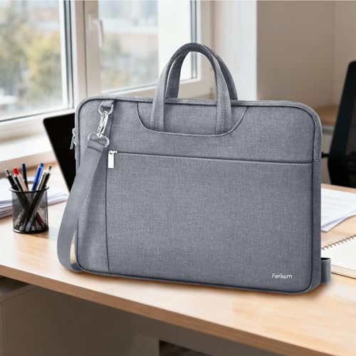 Ferkurn 17 17.3 Inch Laptop Bag Case Women Men Compatible with HP OmniBook Envy Omen Pavilion/LG Gram/Dell Inspiron Precision/Yoga ThinkPad, Carrying Briefcase Messenger Computer Bag 18 inch, Grey - color: Heather Grey, size: 17.3 inch