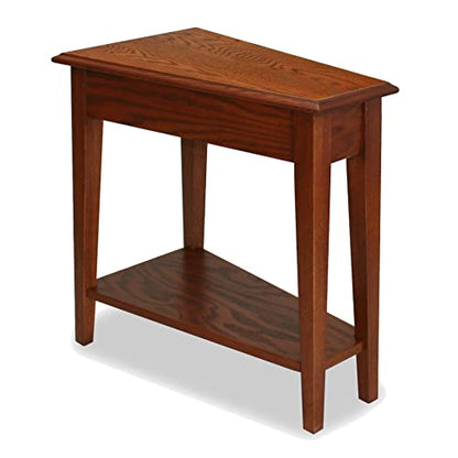 Leick Home 9035-MED Recliner Wedge Table with Shelf, Medium oak, 24 in x 15 in x 24 in - color: Medium Oak