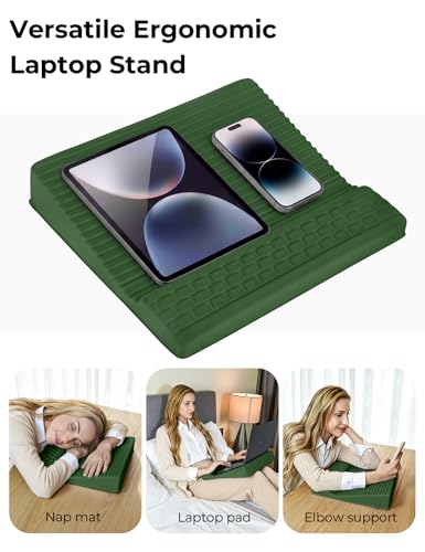 Adjustable Lap Desk with Wrist Rest, Reversible Laptop Stand | Cooling Grip Surface, Fits up to 17'' Laptop, Portable Lap Desk with Pillow Cushion,Computer Tray for Home Office,Grass Green - color: Grass Green