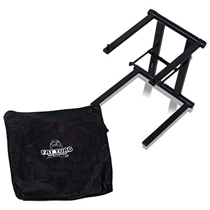 Fat Toad Folding DJ Laptop Stand (QuickNEST Series) with Sub-Tray Shelf – TableTop Rack For Mixer, iPad, Controller, Tablet, Stage Booth or Studio Use