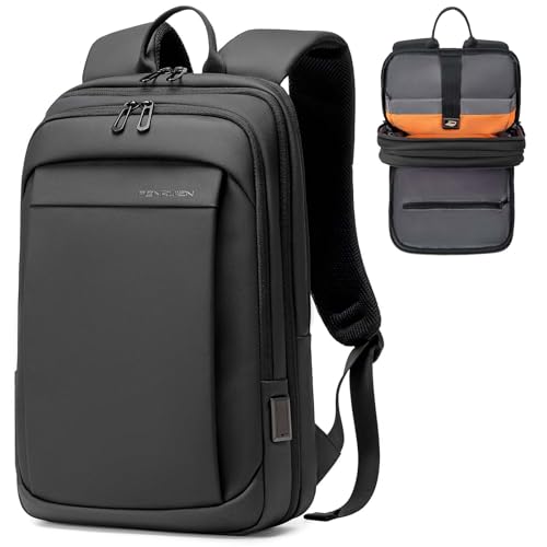 FENRUIEN Work Backpack for Men, Water Resistant Expandable Backpack with USB C Charging Port, Black 15.6 Laptop Backpack - size: 15.6 Inch, style: Business