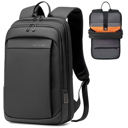 FENRUIEN Work Backpack for Men, Water Resistant Expandable Backpack with USB C Charging Port, Black 15.6 Laptop Backpack - size: 15.6 Inch, style: Business