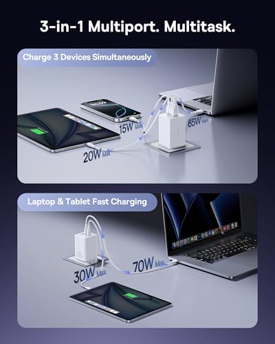 Baseus 100W USB C Charger Block, 3-Port Foldable Compact PPS Wall Charger, Fast Charging Power Adapter for MacBook Pro/Air, iPad, iPhone 17/16, Galaxy S24, Steam Deck & More (White) - style: 100W-White