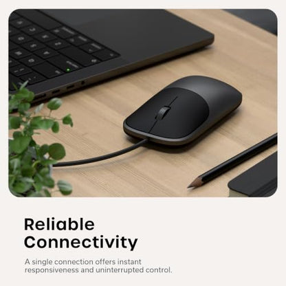 Satechi Slim LX Wired Mouse, Aluminum USB-C Design, Space Black | Quiet click performance, for Mac and PC setups - color: Space Black
