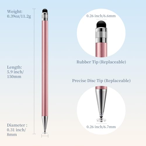 ChaoQ 2-in-1 Stylus Pen for Touchscreen, 6pcs High Sensitivity and Precision Stylus Pens for iPad iPhone Android Suitable for All Touch Screens (Rose Gold) - color: 6 Rose Gold
