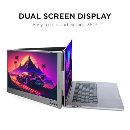 MD1 Triple Portable Monitor for Laptop Screen Extender Dual Monitor Extender Plug and Play 14 Inch FHD 1080P IPS Display (macOS/Windows/Linux)