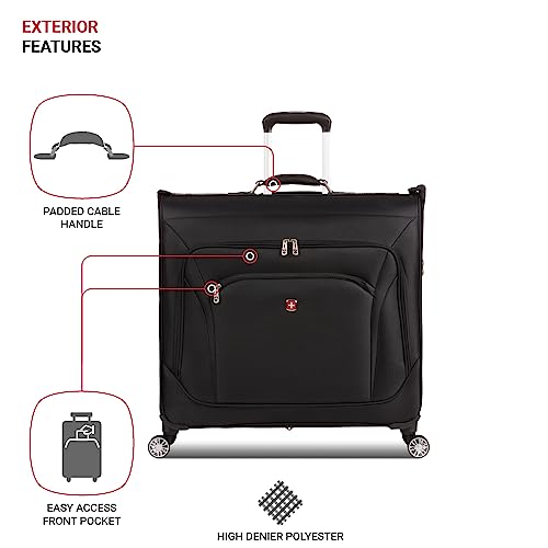 SwissGear 7895 Premium Garment Bag with Spinner Wheels, Amazon Exclusive, Bonus Hanging Feature, 24-Inch Luggage - Black - color: Black, size: 24 inch Spinner