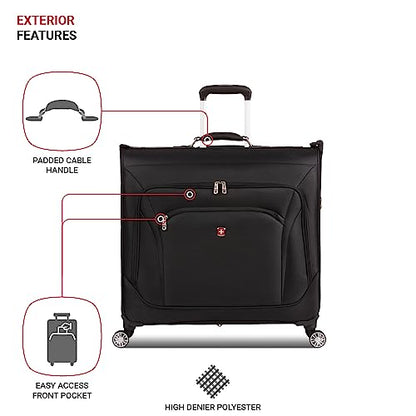 SwissGear 7895 Premium Garment Bag with Spinner Wheels, Amazon Exclusive, Bonus Hanging Feature, 24-Inch Luggage - Black - color: Black, size: 24 inch Spinner