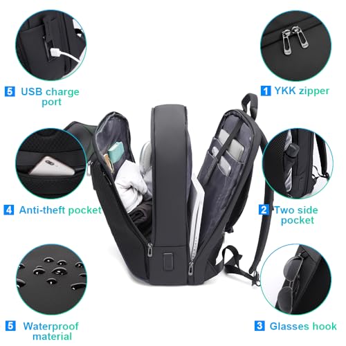 BANGE Smart Business Laptop Backpack Waterproof can fit 15.6-17.3 Inch Laptop with 3.0 USB charging port for men and women - color: Green