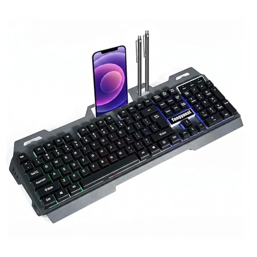 Tongyangat Wired RGB Gaming Keyboard, 2.4G Rechargeable Mechanical Feel Keyboard with Rainbow Backlight, Ergonomic PC Keyboard, Compatible with Windows, Mac, Laptop, Desktop, Computer (Black) - color: K75-Black