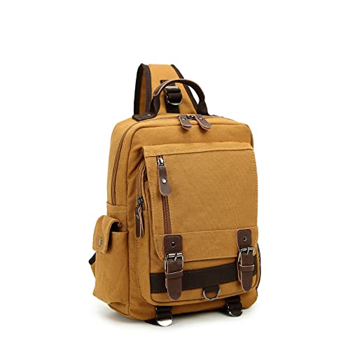 Sechunk Canvas Messenger Bag Sling Bag Crossbody Bag Shoulder Bag Retro Cross Body Handbags - color: Yellow, size: Large