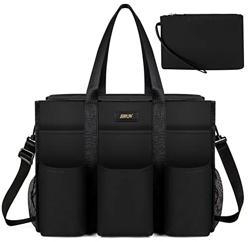 IBFUN Women - Utility Tote Bag with 24 Pockets and Laptop Compartment, Work Tote for Women - color: B1-l-black, size: Large
