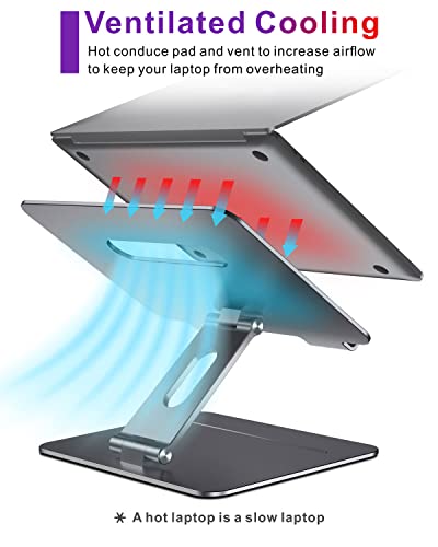 Adjustable MacBook Laptop Stand for Desk | Ergonomic Aluminum Laptop Riser with Heat-Vent, Compatible for 10-17" Laptops, Space Grey - color: BLSG-100