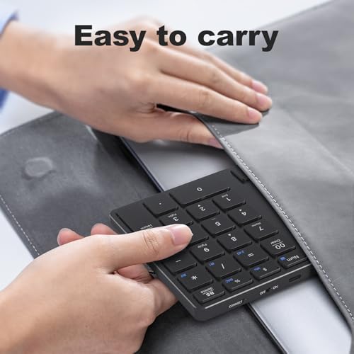 MOFII Number Pad for Laptop - Bluetooth Black Wireless Numeric Keypad 35 Keys USB-C Rechargeable Numpad, Accounting Portable Financial Data 10 Key for Laptop/PC/Desktop/Notebook/Surface Pro - color: Dark black